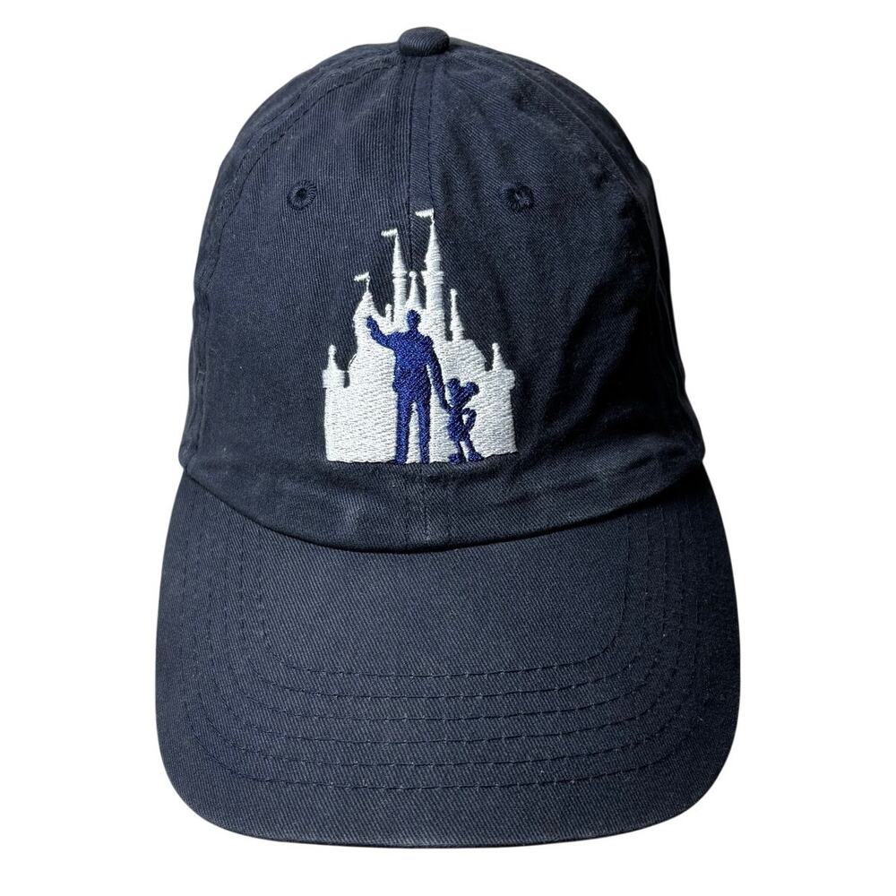 Disney Parks Mickey & Walt Navy Blue Baseball Hat Cap Cinderella Castle, Cotton